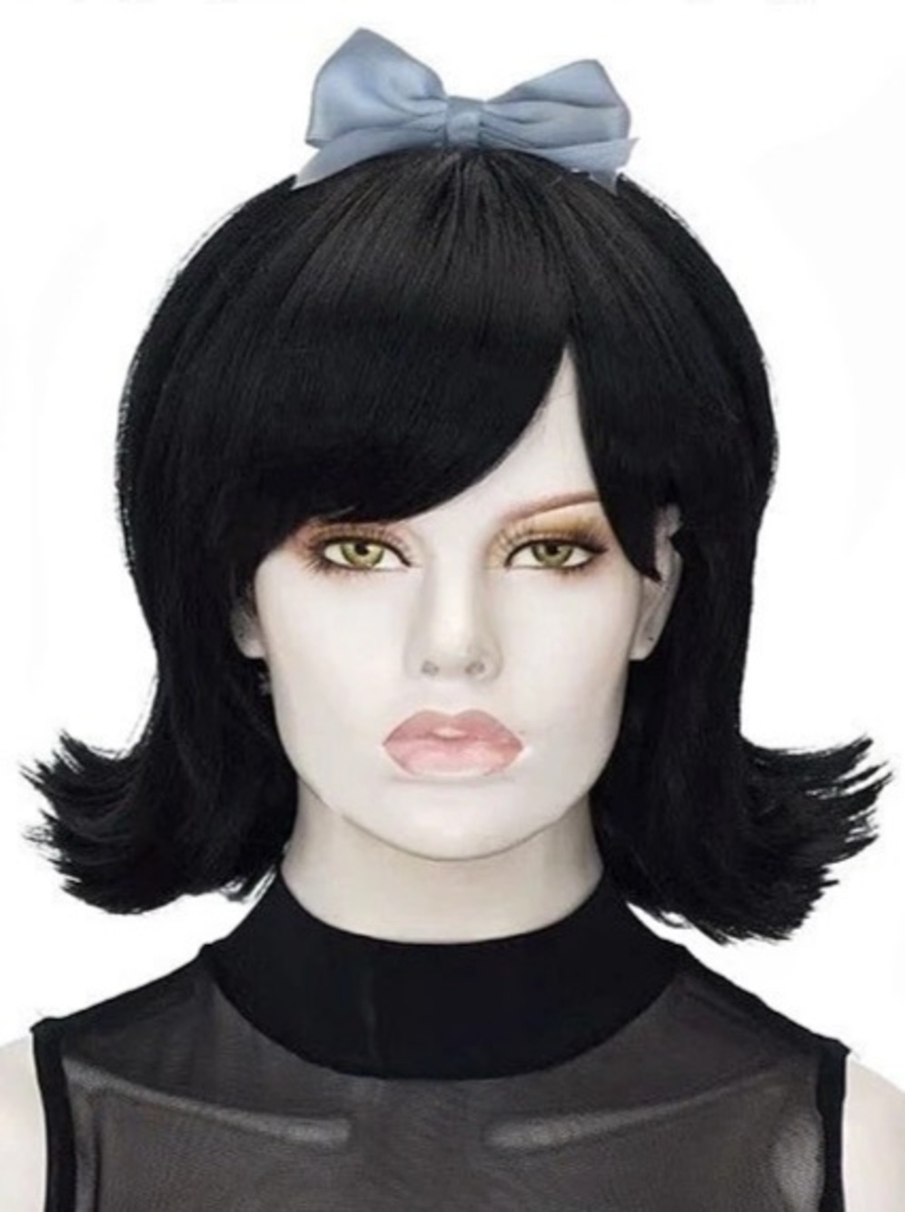 QACCF Short Black Flip Out Bob Women Halloween Costume Realistic Synthetic